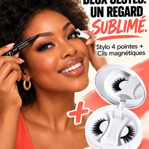 Duo Regard Magnétique — Faux Cils Sans Colle + Stylo Sourcils 4 Pointes